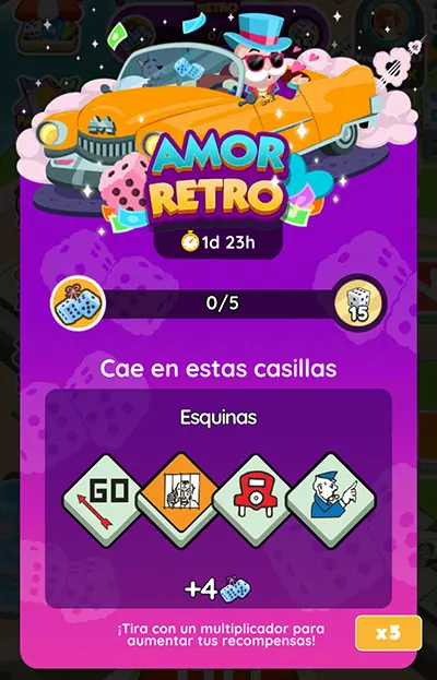 Monopoly GO Amor Retro (Retro Love): Lista de Metas Y Recompensas