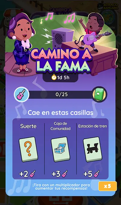 Monopoly GO Camino a la fama (Road To Stardom): Metas Y Recompensas