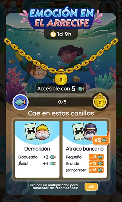 Monopoly GO Emoción en el arrecife (Reef Rush): Metas Y Recompensas