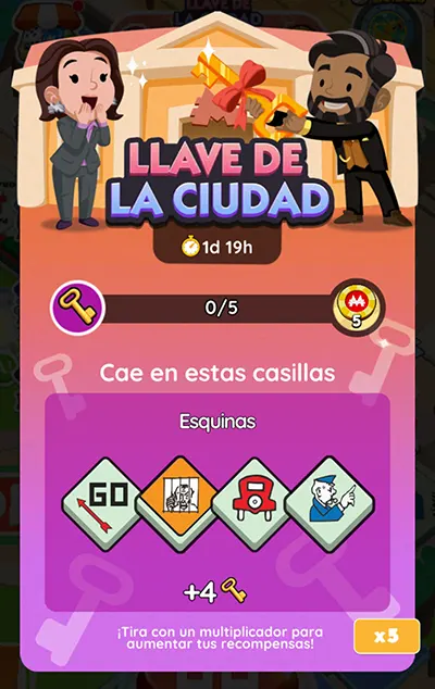 Llave de la Ciudad Monopoly GO: Metas Y Recompensas 2 Monopoly GO Llave de la Ciudad (Key To The City): Lista de Metas Y Recompensas