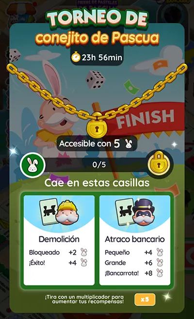 Monopoly GO Torneo de Conejito de Pascua (Bunny Hop): Lista de Metas y Recompensas