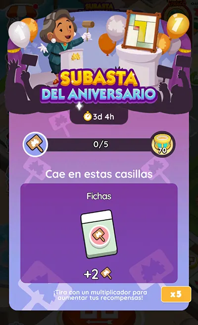 Subasta del Aniversario Monopoly GO: Recompensas y Metas 2 Monopoly GO Subasta del Aniversario (Anniversary Auction): Recompensas y Metas