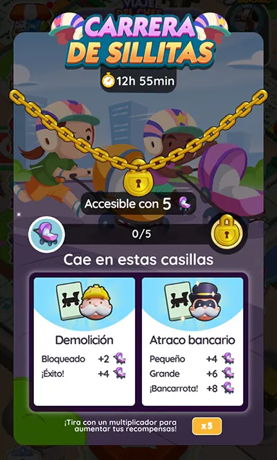 Carrera de Sillitas Monopoly GO: Recompensas y Metas 2 Monopoly GO Carrera de Sillitas (Stroller Showdown): Recompensas y Metas