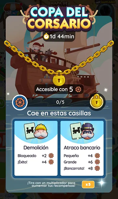 Copa del Corsario Monopoly GO: Todas las Recompensas y Metas 2 Monopoly GO Copa del Corsario (Corsair Cup): Todas las Recompensas y Metas