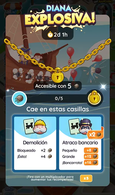 Monopoly GO Diana Explosiva (Bullseye Boom): Recompensas y Metas