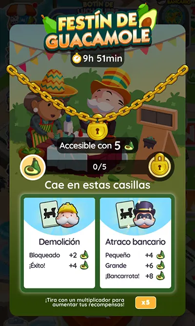 Festín de Guacamole Monopoly GO: Recompensas y metas 2 Monopoly GO Festín de Guacamole (Great Cuac Off): Recompensas y metas
