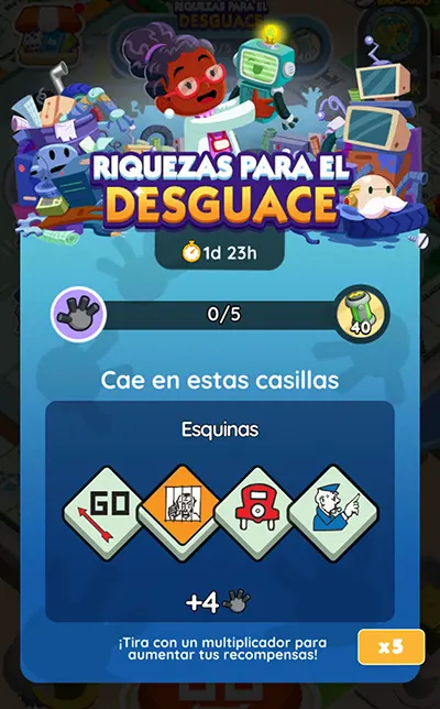 Riquezas para el Desguace Monopoly GO: Recompensas y Metas 2 Monopoly GO Riquezas para el Desguace (Scrap Yard Riches): Recompensas y Metas