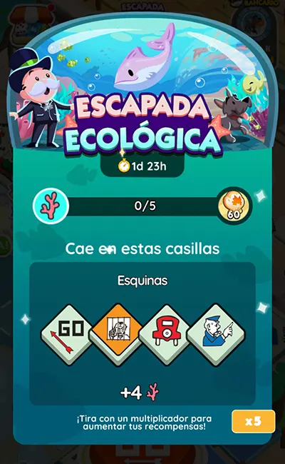 Escapada Ecológica Monopoly Go: Recompensas y metas 2 Monopoly Go Escapada Ecológica (Ecological Escapade): Recompensas y metas