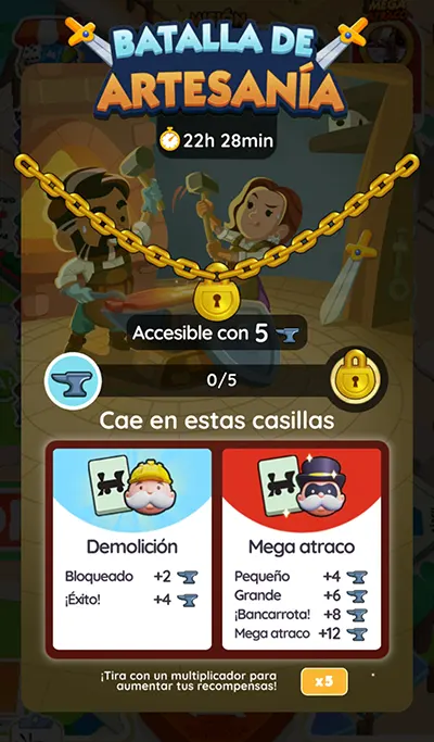 Batalla de Artesanía Monopoly Go: Hitos y Recompensas 2 Monopoly Go Batalla de Artesanía (Craft Clash): Recompensas y Metas