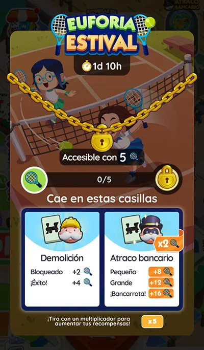 Euforia Estival Monopoly GO: Recompensas y metas 2 Monopoly GO Euforia Estival (Sleek Slam): Recompensas y metas