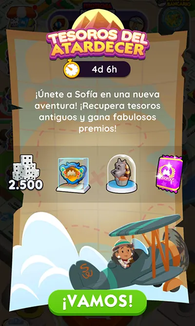 Tesoros del Atardecer Monopoly GO: Recompensas y metas 2 Monopoly GO Tesoros del Atardecer (Sunset Treasures): Recompensas y metas