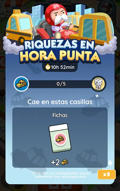 Riquezas en Hora Punta Monopoly GO: Recompensas y Metas 2 Monopoly GO Riquezas en Hora Punta (Rush Hour Riches): Recompensas y Metas