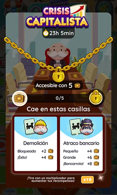 Crisis Capitalista Monopoly Go: Hitos y Recompensas 2 Monopoly Go Crisis Capitalista (Capitalist Crunch): Hitos y Recompensas